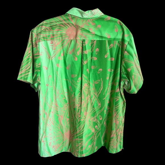 Nakeu Awai 3 Button Pullover Hawaiian Aloha Shirt Lauhala Print XL - Picture 4 of 4